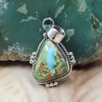 Sonoran Gold Turquoise 1" 925 Sterling Silver Pendant (REXT68-383)