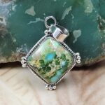 Sonoran Gold Turquoise 1" 925 Sterling Silver Pendant (REXT68-392)