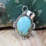 Sonoran Gold Turquoise 1" 925 Sterling Silver Pendant (REXT68-390)