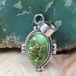 Sonoran Gold Turquoise 1" 925 Sterling Silver Pendant (REXT68-401)