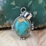 Sonoran Gold Turquoise 1" 925 Sterling Silver Pendant (REXT68-402)