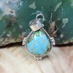 Sonoran Gold Turquoise 1" 925 Sterling Silver Pendant (REXT68-403)