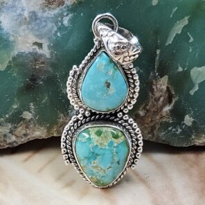 Sonoran Gold Turquoise 1.25" 925 Sterling Silver Pendant (REXT68-431)