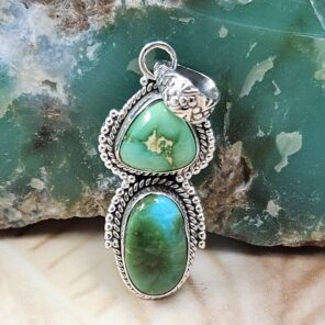 Sonoran Gold Turquoise 1.25" 925 Sterling Silver Pendant (REXT68-430)