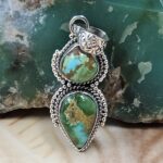 Sonoran Gold Turquoise 1.25" 925 Sterling Silver Pendant (REXT68-432)
