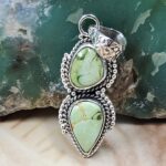 Sonoran Gold Turquoise 1.25" 925 Sterling Silver Pendant (REXT68-435)