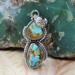 Sonoran Gold Turquoise 1.25" 925 Sterling Silver Pendant (REXT68-433)
