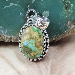 Sonoran Gold Turquoise 1" 925 Sterling Silver Pendant (REXT68-421)