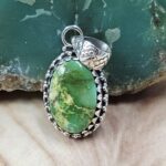 Sonoran Gold Turquoise 1" 925 Sterling Silver Pendant (REXT68-424)