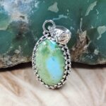Sonoran Gold Turquoise 1" 925 Sterling Silver Pendant (REXT68-414)