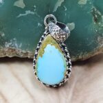 Sonoran Gold Turquoise 1" 925 Sterling Silver Pendant (REXT68-408)