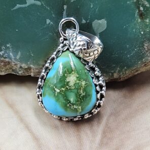 Sonoran Gold Turquoise 1" 925 Sterling Silver Pendant (REXT68-420)