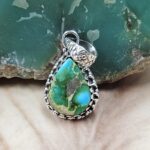 Sonoran Gold Turquoise 1" 925 Sterling Silver Pendant (REXT68-409)
