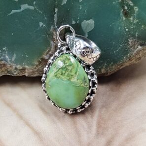 Sonoran Gold Turquoise 1" 925 Sterling Silver Pendant (REXT68-428)