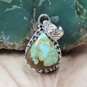 Sonoran Gold Turquoise 1" 925 Sterling Silver Pendant (REXT68-429)