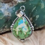 Sonoran Gold Turquoise 1" 925 Sterling Silver Pendant (REXT68-410)