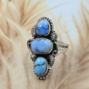 Golden Hill Turquoise Size US 7 925 Sterling Silver Ring (REXT134-90)