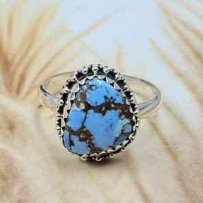 Golden Hill Turquoise Size US 9 925 Sterling Silver Ring (REXT134-79)