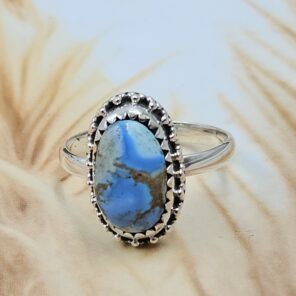 Golden Hill Turquoise Size US 10 925 Sterling Silver Ring (REXT134-78)