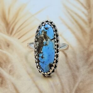 Golden Hill Turquoise Size US 6 925 Sterling Silver Ring (REXT134-93)
