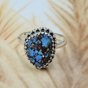 Golden Hill Turquoise Size US 10 925 Sterling Silver Ring (REXT134-75)