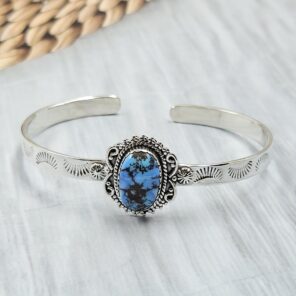 Golden Hill Turquoise 925 Sterling Silver Bangle (REXT134-143)