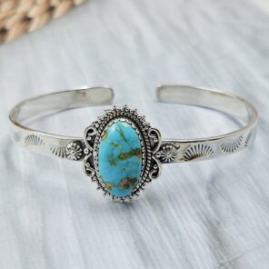 Sonoran Gold Turquoise 925 Sterling Silver Bangle (RS56-162)
