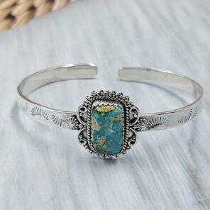 Sonoran Gold Turquoise 925 Sterling Silver Bangle (RS56-159)