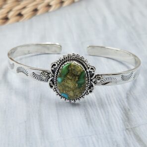 Sonoran Gold Turquoise 925 Sterling Silver Bangle (RS56-166)