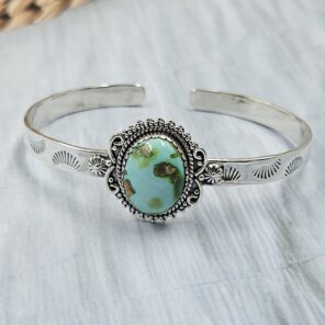 Sonoran Gold Turquoise 925 Sterling Silver Bangle (RS56-167)