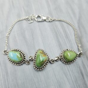 Sonoran Gold Turquoise 925 Sterling Silver Bracelet (RS36-155)