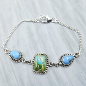 Sonoran Gold Turquoise 925 Sterling Silver Bracelet (RS36-159)
