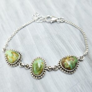 Sonoran Gold Turquoise 925 Sterling Silver Bracelet (RS36-152)