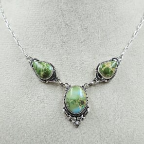 Sonoran Gold Turquoise 925 Sterling Silver Necklace (RS36-96)