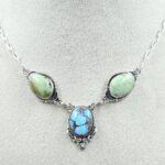 Golden Hills & Sonoran Gold Turquoise 925 Sterling Silver Necklace (RS36-98)