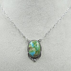 Sonoran Gold Turquoise 925 Sterling Silver Necklace (RS36-77)