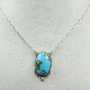 Sonoran Gold Turquoise 925 Sterling Silver Necklace (RS36-78)