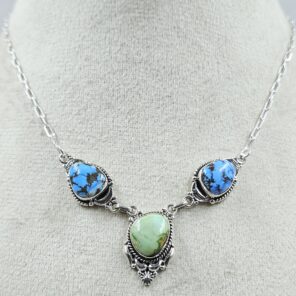 Golden Hill Turquoise 925 Sterling Silver Necklace (REXT134-159)