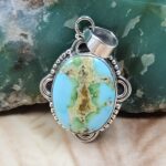 Sonoran Gold Turquoise 1.25" 925 Sterling Silver Pendant (REXT68-350)