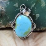 Sonoran Gold Turquoise 1.25" 925 Sterling Silver Pendant (REXT68-348)