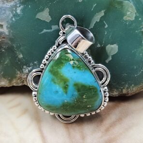 Sonoran Gold Turquoise 1.25" 925 Sterling Silver Pendant (REXT68-347)