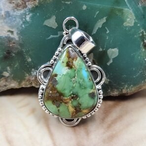 Sonoran Gold Turquoise 1.25" 925 Sterling Silver Pendant (REXT68-345)