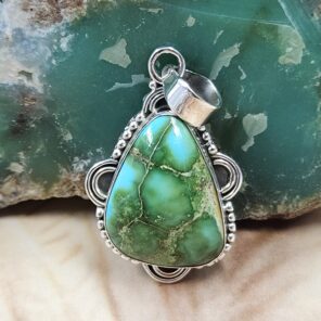 Sonoran Gold Turquoise 1.25" 925 Sterling Silver Pendant (REXT68-342)