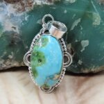 Sonoran Gold Turquoise 1.25" 925 Sterling Silver Pendant (REXT68-356)