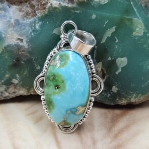 Sonoran Gold Turquoise 1.25" 925 Sterling Silver Pendant (REXT68-356)