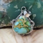 Sonoran Gold Turquoise 1.25" 925 Sterling Silver Pendant (REXT68-357)