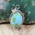 Sonoran Gold Turquoise 1.25" 925 Sterling Silver Pendant (REXT68-373)