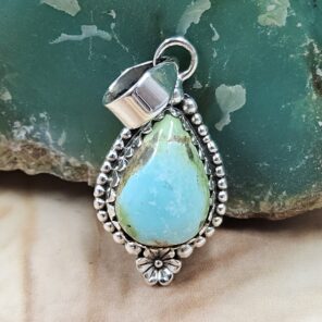 Sonoran Gold Turquoise 1.25" 925 Sterling Silver Pendant (REXT68-367)