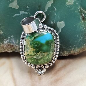 Sonoran Gold Turquoise 1.25" 925 Sterling Silver Pendant (REXT68-365)