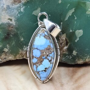 Golden Hills Turquoise 1.25" 925 Sterling Silver Pendant (REXT68-108)